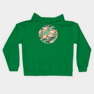 Art Deco Lotus Flowers in Peach & Emerald Kids Hoodie